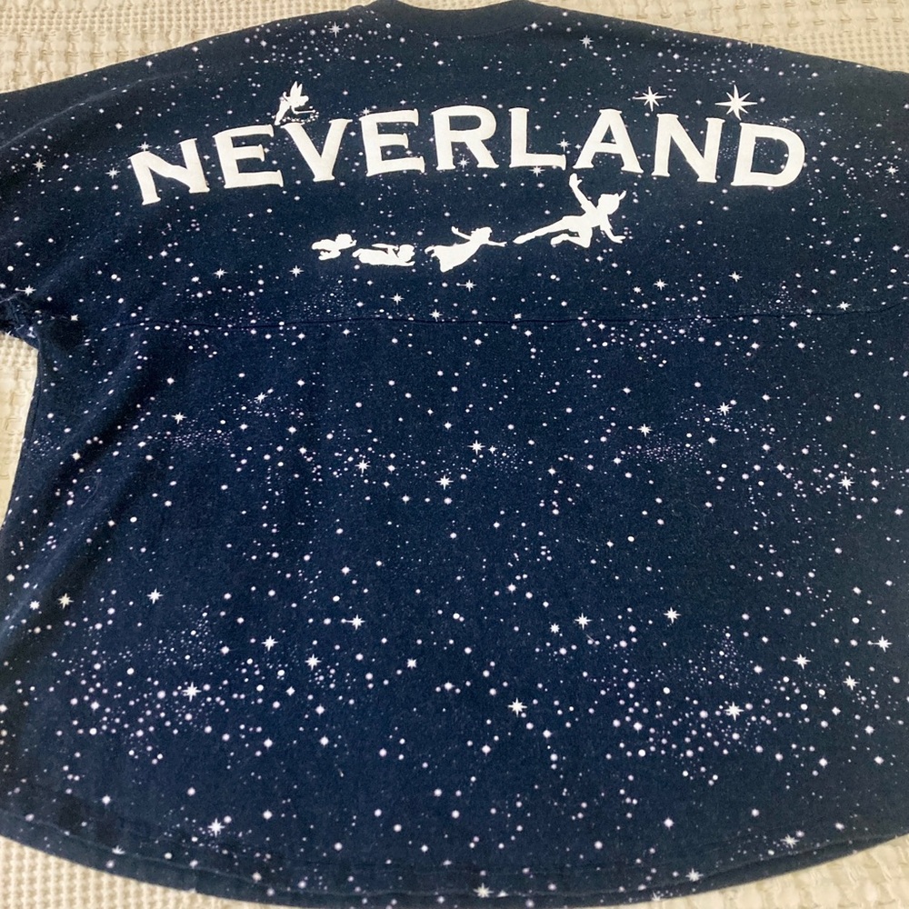 Disney Parks Neverland Spirit Jersey XL Blue White Stars Peter Pan Pullover